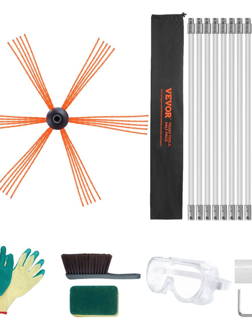 Load image into Gallery viewer, 39 Feet Chimney Sweep Kit, w/ 12 Reinforced Nylon Flexible Rods, Ergonomic Chimney Cleaning Brush, 360-Degree Brush Chimney Cleaner, Rich Accessories for Fireplace Flue Home Use Fits most Pipes
