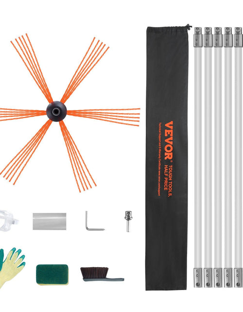 Load image into Gallery viewer, 26 Feet Chimney Sweep Kit, w/ 8Reinforced Nylon Flexible Rods, Ergonomic Chimney Cleaning Brush, 360-Degree Brush Chimney Cleaner, Rich Accessories for Fireplace Flue Home Use Fits most Pipes
