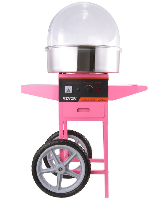 Load image into Gallery viewer, Electric Cotton Candy Machine Cart with Bubble Cover Shield, 1000W Commercial Floss Maker with Stainless Steel Bowl, Sugar Scoop and Drawer, Perfect for Home, Kids Birthday, Family Party, Pink
