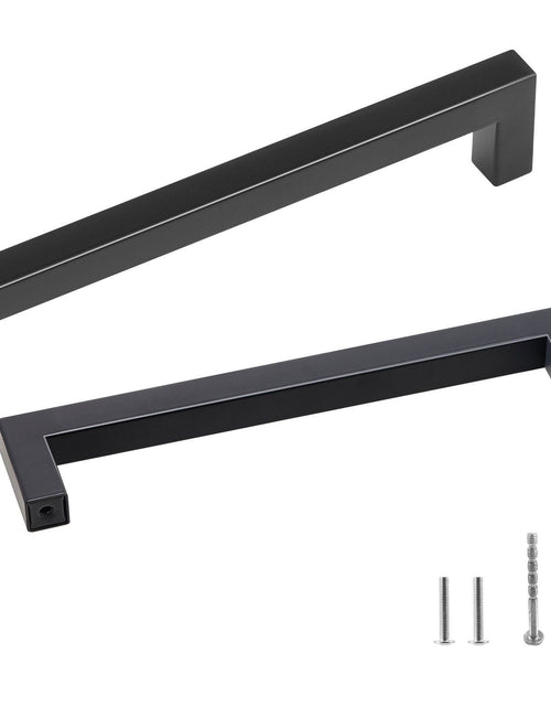 Load image into Gallery viewer, 10 Pack Cabinet Pulls, 5.03in / 128mm Center to Center Slim Square Kitchen Cabinet Drawer, Stainless Steel Modern Kitchen Cupboard Door Handles for Kitchen Bathroom Bar Hardware Matte Black
