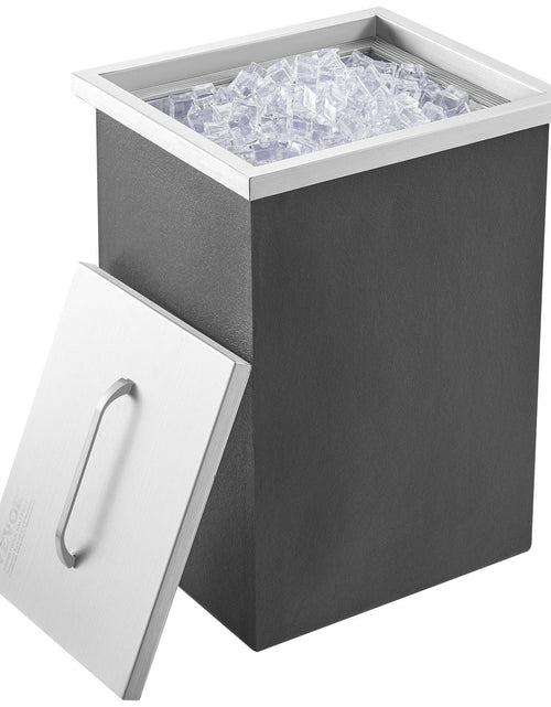 Load image into Gallery viewer, Drop in Ice Chest, 14"L x 12"W x 18"H Stainless Steel Ice Cooler, Commercial Ice Bin with Cover, 40 qt Outdoor Kitchen Ice Bar, Drain-pipe and Drain Plug Included, for Cold Wine Beer

