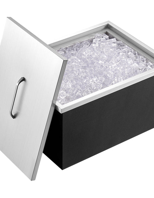 Load image into Gallery viewer, Drop in Ice Chest, 20"L x 14"W x 12"H Stainless Steel Ice Cooler, Commercial Ice Bin with Cover, 40 qt Outdoor Kitchen Ice Bar, Drain-pipe and Drain Plug Included, for Cold Wine Beer
