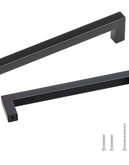 Load image into Gallery viewer, 10 Pack Cabinet Pulls, 6.3in / 160mm Center to Center Slim Square Kitchen Cabinet Drawer, Stainless Steel Modern Kitchen Cupboard Door Handles for Kitchen Bathroom Bar Hardware Matte Black
