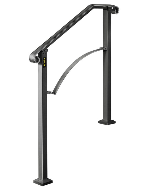 Load image into Gallery viewer, Handrails for Outdoor Steps, Fit 2 or 3 Steps Outdoor Stair Railing, Arch#2 Wrought Iron Handrail, Flexible Porch Railing, Black Transitional Handrails for Concrete Steps or Wooden Stairs
