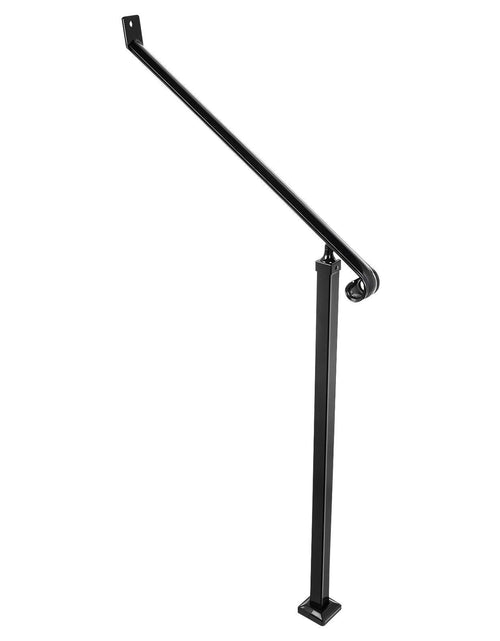 Load image into Gallery viewer, Handrails for Outdoor Steps 2-3 Step Railings Wrought Iron Handrail Stair Railings for Steps Black Iron Railings for Steps Wall and Floor Mounted with Installation Kit
