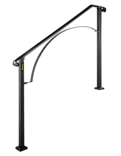 Load image into Gallery viewer, Handrails for Outdoor Steps, Fit 4 or 5 Steps Outdoor Stair Railing, Arch#4 Wrought Iron Handrail, Flexible Porch Railing, Black Transitional Handrails for Concrete Steps or Wooden Stairs
