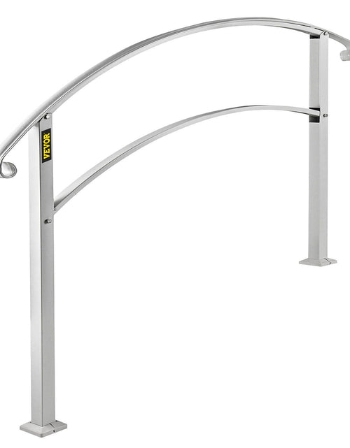 Load image into Gallery viewer, Handrails for Outdoor Steps, Fit 1 or 3 Steps Outdoor Stair Railing, White Wrought Iron Handrail, Flexible Front Porch Hand Rail, Transitional Handrails for Concrete Steps or Wooden Stairs
