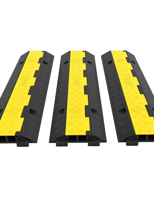 Load image into Gallery viewer, Rubber Cable Protectors Heavy Duty Wire Hose Cord Protective Cover Ramps Floor Driveway Speed Bump, 3 Pack 2 Channel 11000lbs
