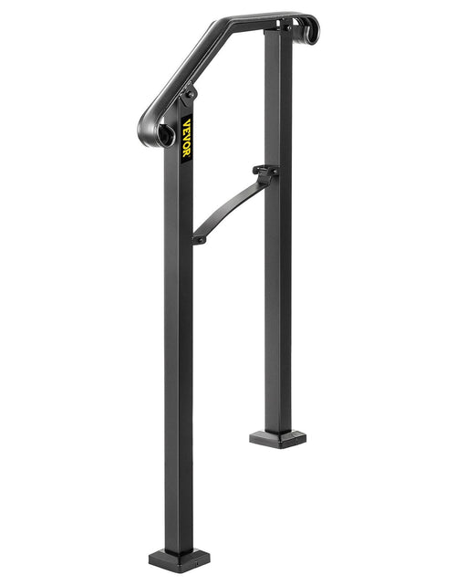 Load image into Gallery viewer, Handrails for Outdoor Steps, Fit 1 or 2 Steps Outdoor Stair Railing, Arch#1 Wrought Iron Handrail, Flexible Porch Railing, Black Transitional Handrails for Concrete Steps or Wooden Stairs

