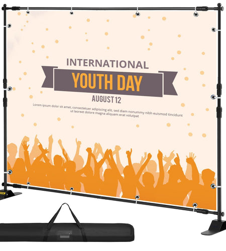 10 x 8 Ft Backdrop Banner Stand Adjustable Height and Width Newest Step and Repeat for Trade Show Wall Exhibitor Photo Booth Background