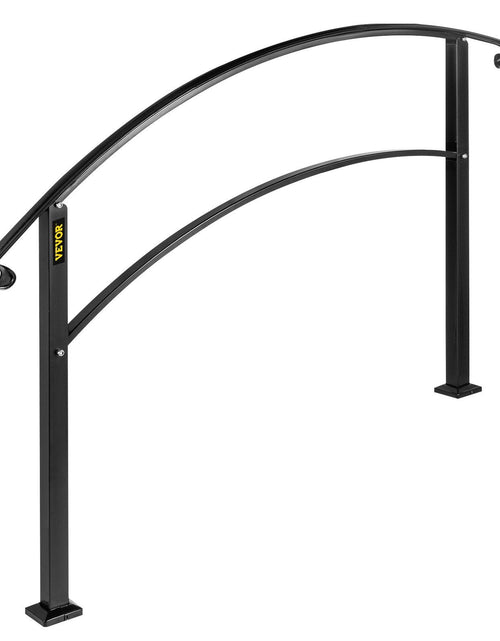 Load image into Gallery viewer, 4-Step Handrail Fits 1 or 4 Steps Matte Black Stair Rail Wrought Iron Handrail with Installation Kit Hand Rails for Outdoor Steps
