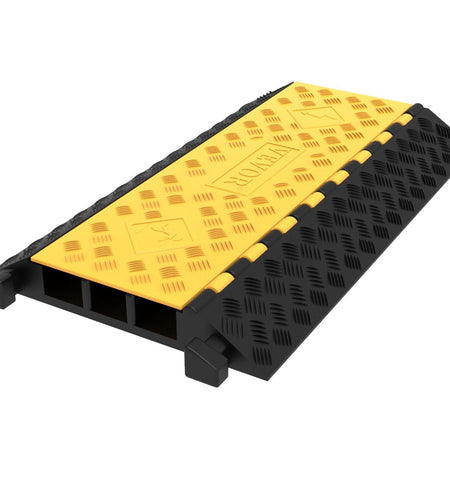 1 Pack of 3-Channel Rubber Cable Protector Ramps Heavy Duty 44000Lbs Load Capacity Cable Wire Cord Cover Ramp Speed Bump Driveway Hose Cable Ramp Protective Cover
