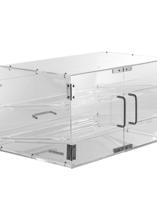 Load image into Gallery viewer, Pastry Display Case, 2-Tier Commercial Countertop Bakery Display Case, Acrylic Display Box with Rear Door Access &amp; Removable Shelves, Keep Fresh for Donut Bagels Cake Cookie, 20.7"x13.2"x11.9"
