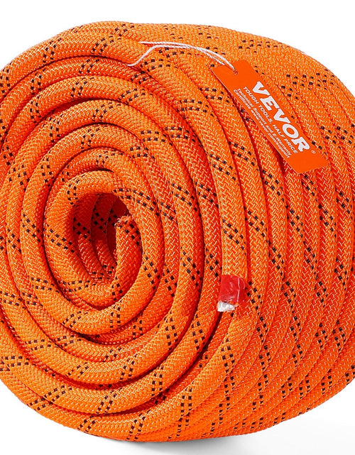 Load image into Gallery viewer, Double Braided Polyester Rope, 1/2 in x 120 ft, 48 Strands, 8000 LBS Breaking Strength Outdoor Climbing Rope, Arborist Rigging Rope for Rock Hiking Camping Swing Rappelling Rescue, Orange/Black
