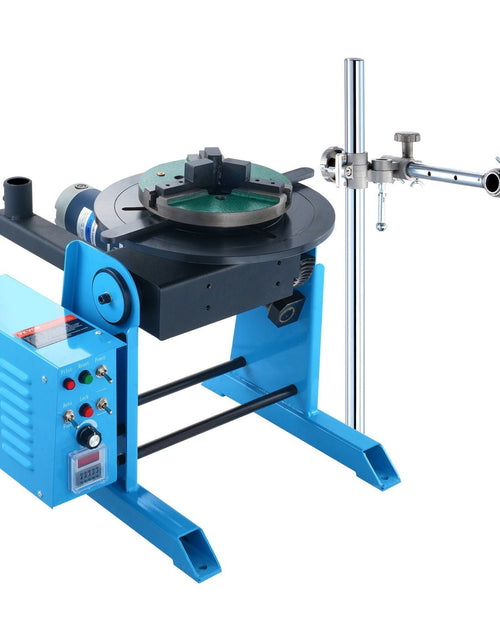 Load image into Gallery viewer, Rotary Welding Positioner 50KG, 0-90° Welding Positioning Turntable Table 0.5-6RPM 120W, with 12.4 Inch 3-Jaw Lathe Chuck &amp; Welding Torch Stand Holder for Cutting, Grinding, Assembly, Testing
