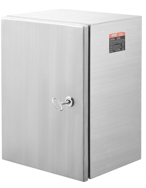 Load image into Gallery viewer, Steel Electrical Box, 16"x 12"x 10", 304 Stainless Steel Electrical Enclosure Box, Wall-Mounted Outdoor Electrical Electronic Equipment Enclosure with Mounting Plate Hinges Lock, IP66 Waterproof
