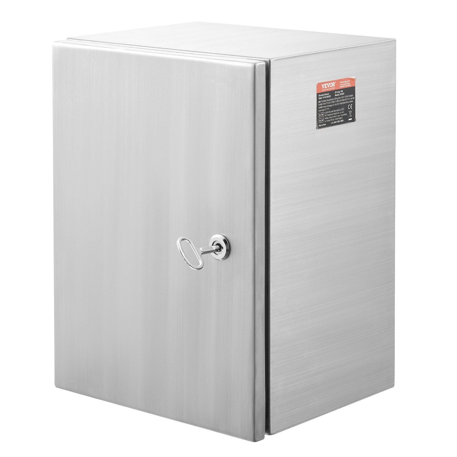 Steel Electrical Box, 16"x 12"x 6", 304 Stainless Steel Electrical Enclosure Box, Wall-Mounted Outdoor Electrical Electronic Equipment Enclosure with Mounting Plate Hinges Lock, IP66 Waterproof