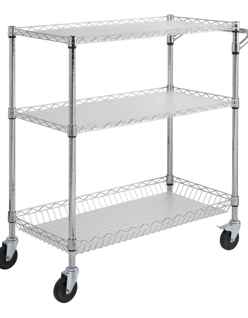 Load image into Gallery viewer, 3-Tier Utility Cart Rolling Cart on Wheels 35"x18"x35.5" 661 LBS 6 Hooks
