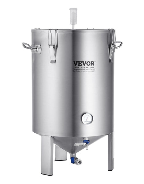 Load image into Gallery viewer, 304 Stainless Steel Kettle, 16 GALLON Beer Brew Fermentor, Brew Bucket Fermentor for Brewing, Home Brewing Supplies with Base, Kettle Stock Pot Includes Lid, Handle, Valve, Spigot, Thermometer
