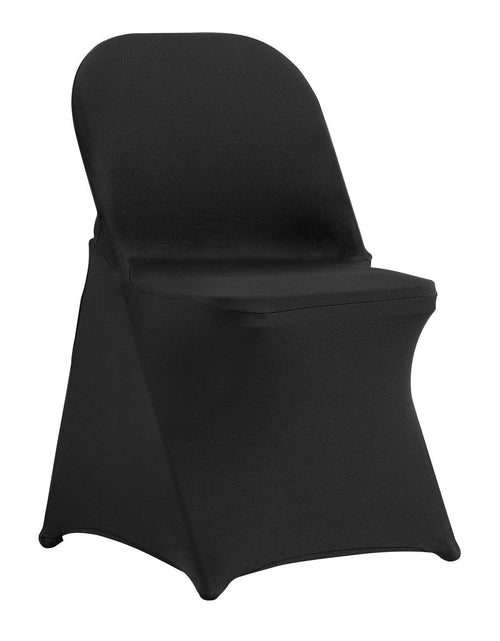 Load image into Gallery viewer, Stretch Spandex Folding Chair Covers, Universal Fitted Chair Cover, Removable Washable Protective Slipcovers, for Wedding, Holiday, Banquet, Party, Celebration, Dining (100PCS Black)
