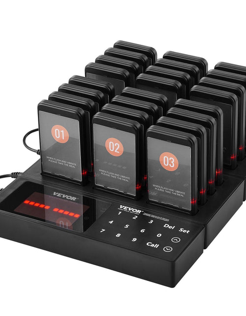 Load image into Gallery viewer, Restaurant Pager System, Wireless 400m Long Range Lineup Waiting Queue Signal, Guest Customer Calling Beepers with Vibration &amp; Flashing, 24 Buzzers for Food Truck, Church, Nursery, Hospital
