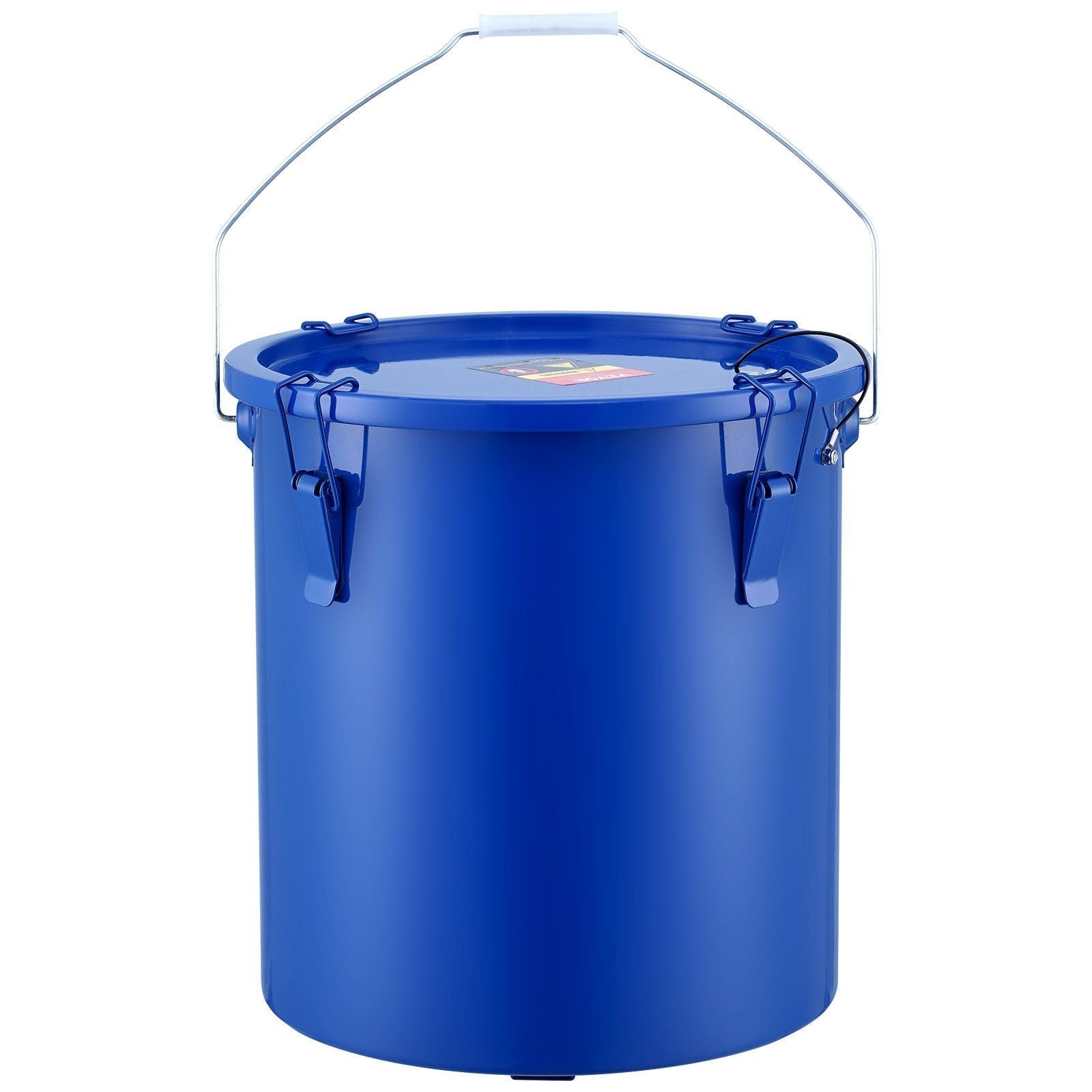 Fryer Grease Bucket, 6 Gal Oil Disposal Caddy Carbon Steel Fryer Oil Bucket with Rust-Proof Coating, Oil Transport Container with Lid, Lock Clips, Filter Bag for Hot Cooking Oil Filtering, Blue