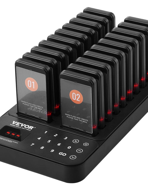 Load image into Gallery viewer, Restaurant Pager System, Wireless 400m Long Range Lineup Waiting Queue Signal, Guest Customer Calling Beepers with Vibration &amp; Flashing, 20 Buzzers for Food Truck, Church, Nursery, Hospital
