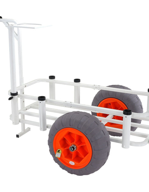 Load image into Gallery viewer, Beach Fishing Cart, 350 lbs Load Capacity, Fish and Marine Cart with Two 16" Big Wheels PU Balloon Tires for Sand, Heavy-Duty Aluminum Pier Wagon Trolley with 8 Rod Holders for Fishing, Picnic
