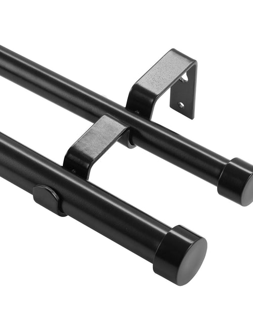 Load image into Gallery viewer, 1 Inch Double Curtain Rods 36 to 72 Inches(3-6ft), Drapery Rods for Windows 24 to 68 Inches, Telescoping Dual Curtain Rod with Round Finials, Black
