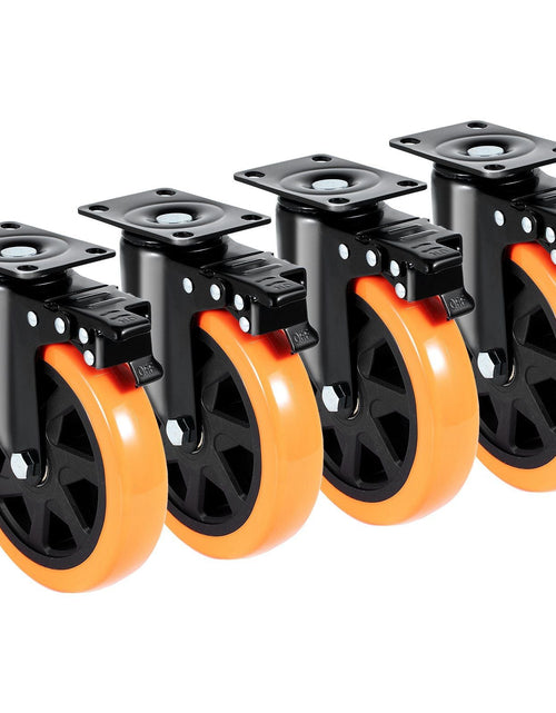 Load image into Gallery viewer, Caster Wheels, 6-inch Swivel Plate Casters, Set of 4, with Security A/B Locking No Noise PVC Wheels, Heavy Duty 700 lbs Load Capacity Per Caster, Non-Marking Wheels for Cart Furniture Workbench

