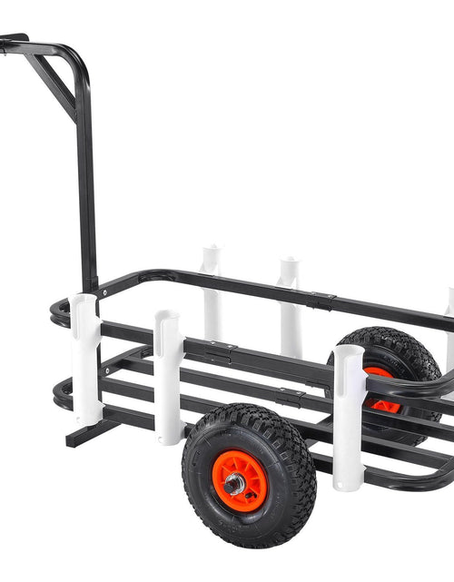 Load image into Gallery viewer, Beach Fishing Cart, 200 lbs Load Capacity, Fish and Marine Cart with Two 11" Big Wheels Rubber Balloon Tires for Sand, Heavy-Duty Steel Pier Wagon Trolley with 7 Rod Holders for Fishing, Picnic
