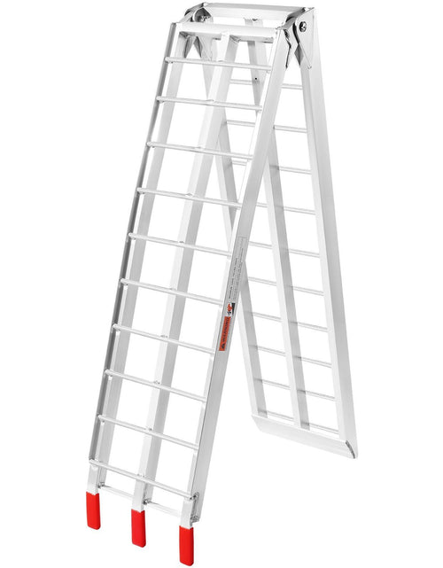Load image into Gallery viewer, Motorcycle Ramps, 750lbs Folding Loading Ramps for Pickup Trucks Bed, Trailers Ramp with Load Straps for Motorcycle, Dirt Bike, UTV, Lawn Mower, Truck, Snowblower, Cargo Trailer, 89"L x 12"W,1Pc
