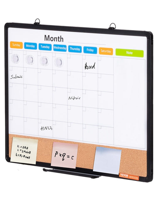 Load image into Gallery viewer, 24"x18" Monthly Calendar Whiteboard &amp; Cork Board Combo with Aluminum Frame
