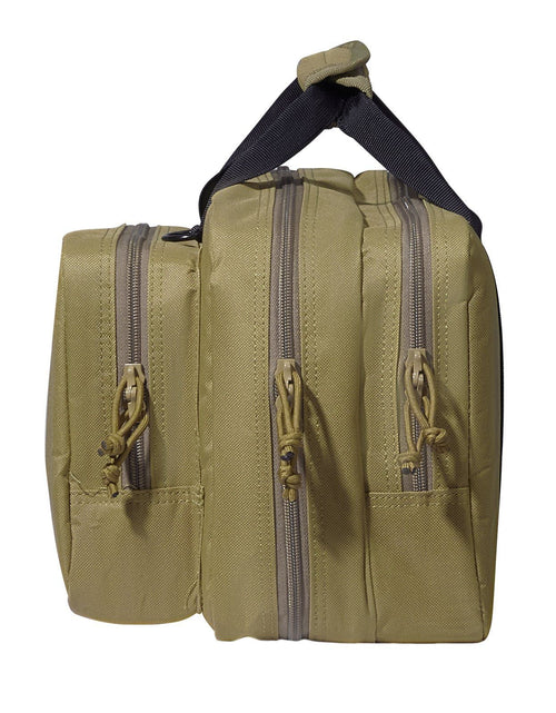 Load image into Gallery viewer, Range Bag for 2 Pistols Tactical Gun Bag 2 Built-in Pistol Bags Brown, Range Bag for Handguns Gun Case Bag with Lockable Zipper for Shooting Range Outdoor Hunting
