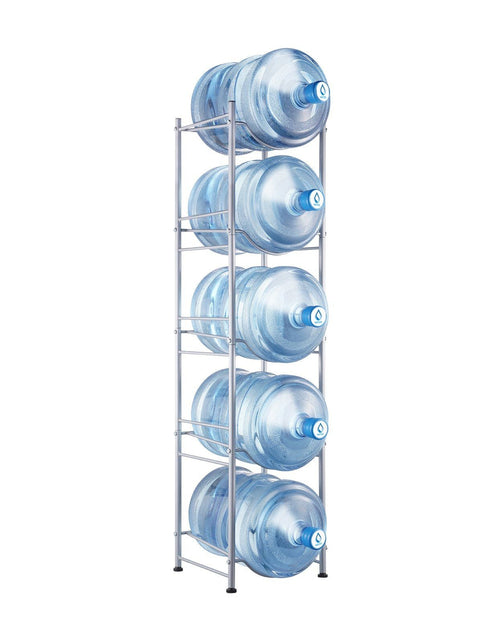 Load image into Gallery viewer, 5 Tiers Water Jug Holder Single Row Water Bottle Rack for 5 Bottles Silver
