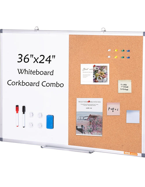 Load image into Gallery viewer, 36"x 24" Whiteboard &amp; Cork Board Combo with Aluminum Frame for School Home
