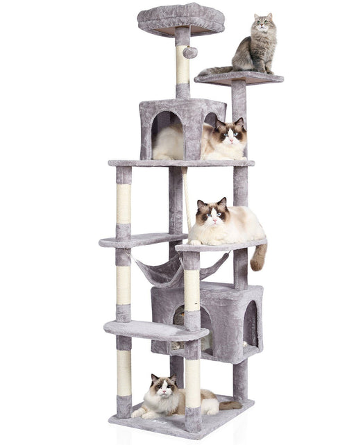 Load image into Gallery viewer, Cat Tree 72" Cat Tower with 2 Cat Condos Sisal Scratching Post Light Grey
