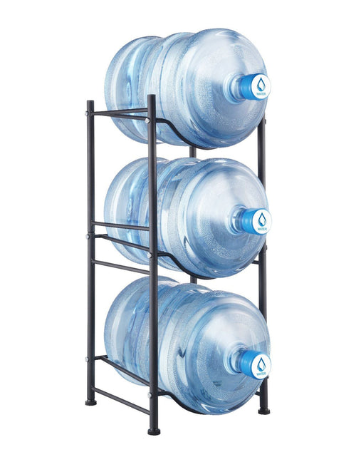 Load image into Gallery viewer, 3 Tiers Water Jug Holder Single Row Water Bottle Rack for 3 Bottles Black
