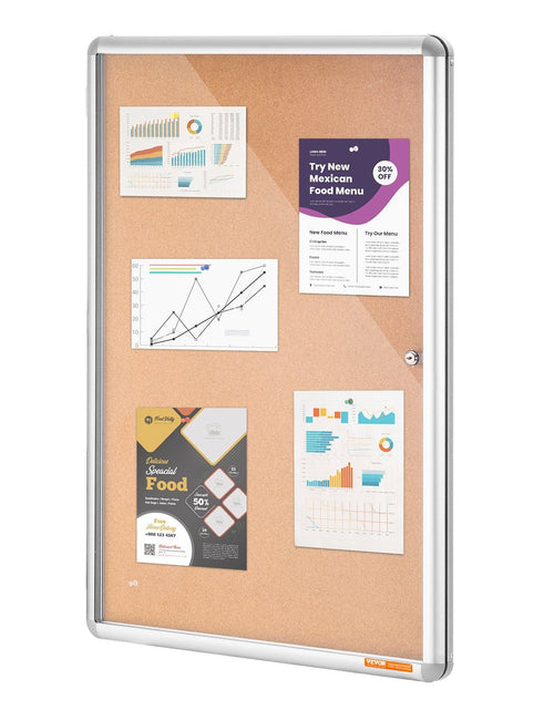 Load image into Gallery viewer, 36"x24" Enclosed Cork Board with Aluminum Frame – Lockable Bulletin Board with Acrylic Door &amp; 2 Keys – Weather-Resistant Wall Display Case for School, Home, Office
