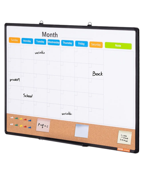 Load image into Gallery viewer, 36"x 24" Monthly Calendar Whiteboard &amp; Cork Board Combo with Aluminum Frame
