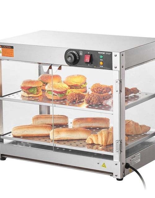 Load image into Gallery viewer, 2-Tier Commercial Food Warmer Display Countertop Pizza Cabinet with Light
