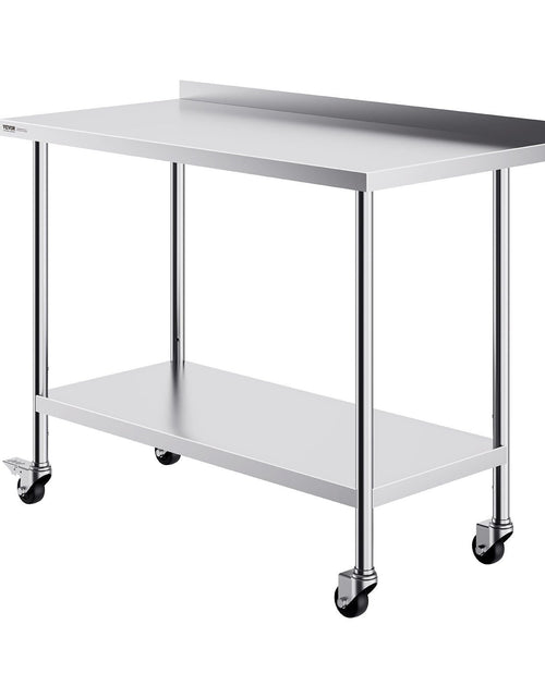 Load image into Gallery viewer, 24 x 48 x 40 Inch Stainless Steel Work Table, Commercial Food Prep Worktable with Casters, Heavy Duty Prep Worktable, Metal Work Table with Adjustable Height for Restaurant, Home and Hotel
