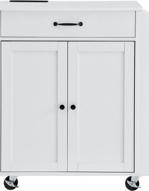 Load image into Gallery viewer, Kitchen Island Cart Rolling Storage Cabinet on Wheel with Charging Station
