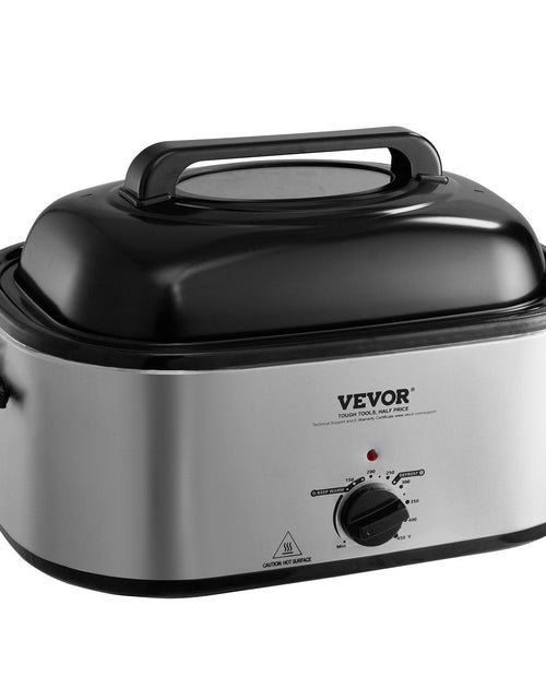 Load image into Gallery viewer, Electric Roaster Oven, 24 QT Turkey Roaster Oven with Self-Basting Lid, 1450W Roaster Oven with Defrost &amp; Warm Function, Adjustable Temp, Removable Pan &amp; Rack, Fits Turkeys Up to 28LBS, Silver
