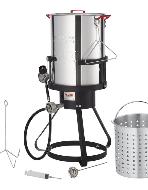 Load image into Gallery viewer, Turkey Deep Fryer, 30-qt Turkey Fryer Boiler Steamer Cooker Set, Outdoor Aluminum Seafood Frying Pot, 54,000 BTU Burner Propane Gas Boiler, Includes Basket, Perforated Poultry Rack, Thermometer
