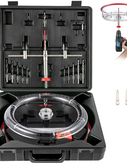 Load image into Gallery viewer, Adjustable Hole Saw Cutter Kit, 1-5/8" to 11-13 /16" (40-300 mm), Recessed Hole Saw with PC Dust Shield, Two Replaceable Pilot Drill Bits, for Recessed Lights, Ceiling Speakers, Vent Holes
