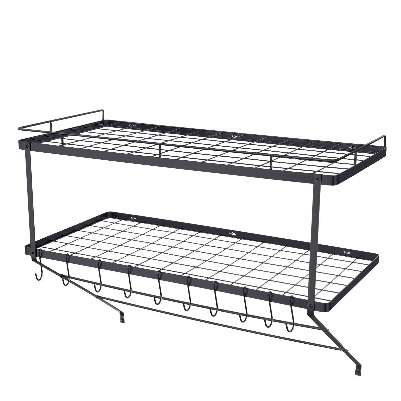 Pot Rack Wall Mounted, 30 inch Pot and Pan Hanging Rack, Pot and Pan Hanger with 12 S Hooks, 55 lbs Loading Weight, Ideal for Pans, Utensils, Cookware in Kitchen