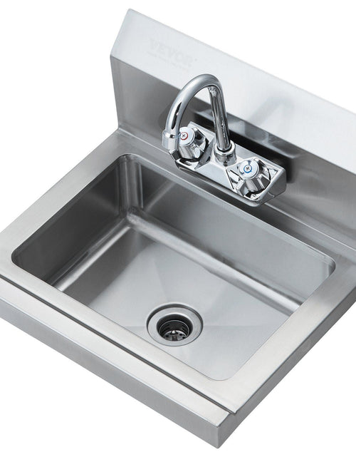 Load image into Gallery viewer, Commercial Hand Sink with Faucet, NSF Stainless Steel Sink for Washing, Small Hand Washing Sink, Wall Mount Hand Basin, Utility Sink for Restaurant, Kitchen, Bar, Garage and Home, 17 x 12.8 inch
