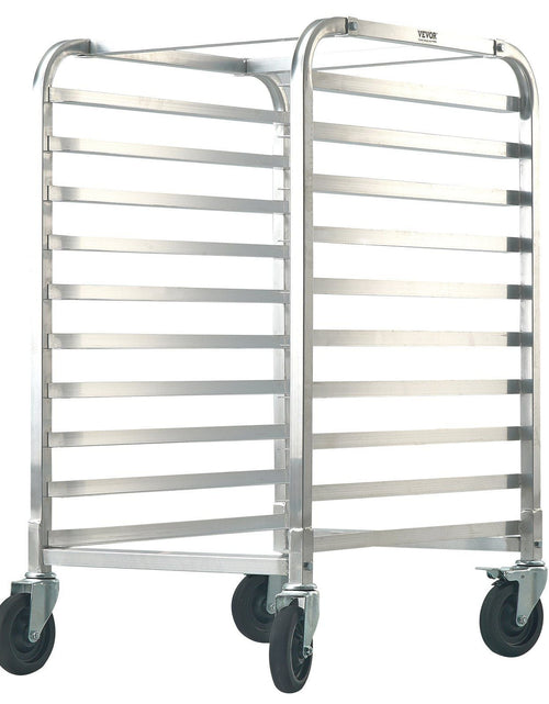Load image into Gallery viewer, Bun Pan Rack, 10-Tier Commercial Bakery Racks with Brake Wheels, Aluminum Racking Trolley Storage for Half &amp; Full Sheet, Speed Rack For Kitchen Home, Bread Baking Equipment, 26"L x 20.3"W x 39"H
