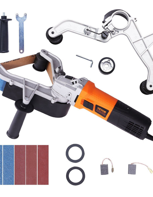 Load image into Gallery viewer, Pipe Tube Polisher Sander, 1000W Pipe Belt Sander with 6 Variable Speeds 1100-3200rpm, Professional Belt Sander Grinding Machine with 100PCS Sanding Belts for Burnishing Finishing Rust Removal

